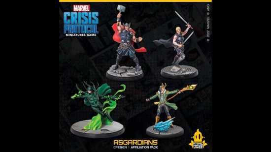 Best Miniature Wargames - Marvel Crisis Protocol, a photo by Atomic Mass Games of the Asgardians, including Thor and Loki