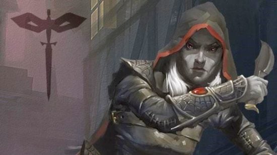 DnD classes 5e guide - Wizards of the Coast artwork showing a rogue character in a hood, with a dagger in hand