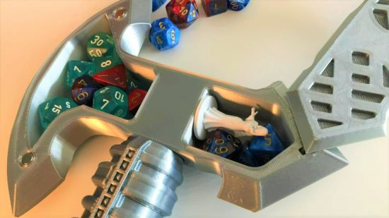 DnD dice holder Reddit giveaway - 3D printed axe dice holder from GalacticPrintProps