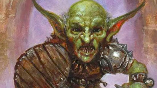 DnD Goblin 5e race guide - Wizards of the Coast artwork showing the gnarled face of a goblin up close
