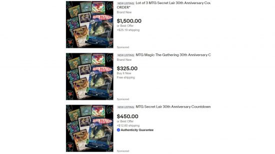 MTG advent calendar - copies of the 30th anniversary countdown kit on sale on ebay for exorbitant prices.