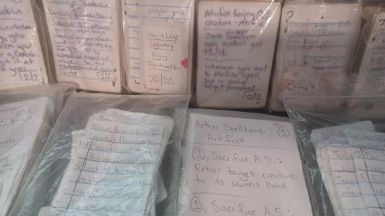MTG decks made in prison - basic paper versions of MTG cards in plastic baggies