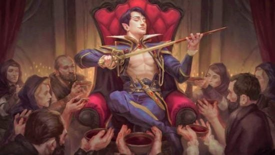 MTG Black Friday sales Amazon 2022 - Wizards of the Coast art of a vampire surrounded by begging peasants