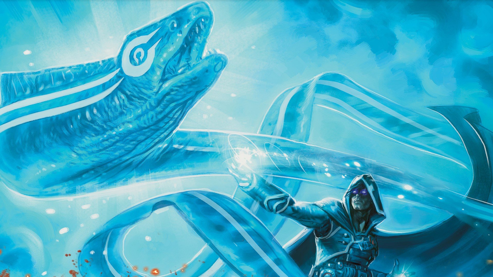 MTG colors - Wizards of the Coast art of planswalker Jace casting a spell that looks like an electric eel