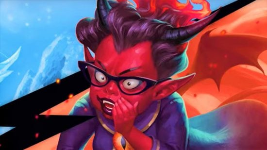 MTG Jumpstart 2022 theme spoilers - Wizards of the Coast art of a demon wearing glasses