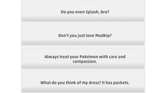 Pokemon TCG Live beta catchphrase memes - screenshot of catchphrases from PTCGL