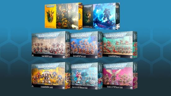 Warhammer 40k battleforces 2022 - Games Workshop images of the box art for all 8 2022 warhammer 40k battleforces