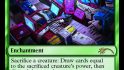 MTG Secret Lair Transformers card Greater Good with art of Optimus Prime handing over the Matrix of Power to Rodimus Prime as he lies dying