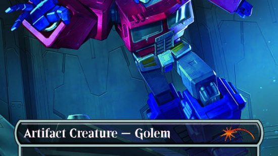 MTG Secret Lair Transformers Darksteel Colossus with art depicting Optimus Prime in the form of a robot