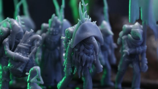 Warhammer with Root Vegetables - photo by Max Fitzgerald of 3d printed miniatures, Napoleonic soldiers hybridised with turnips