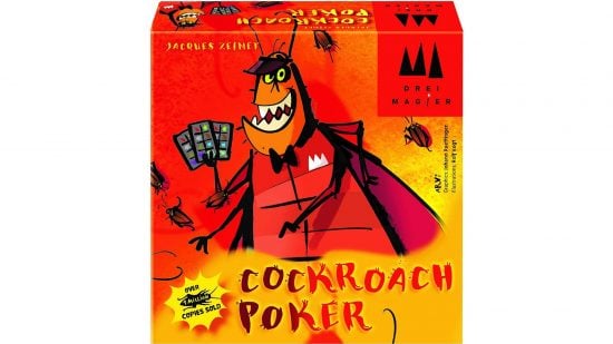 Best cheap board games guide - publisher sales photo showing the Cockroach Poker card game box art