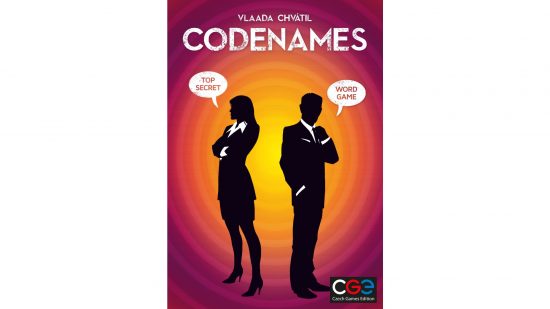 Best cheap board games guide - publisher sales photo showing the Codenames board game box art