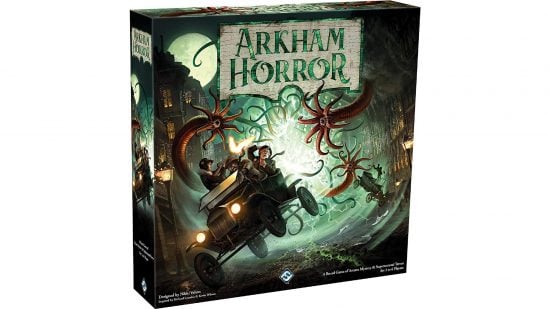 Best horror board games guide - publisher sales photo showing the Arkham Horror board game box art
