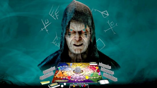 Best horror board games guide - Atmosfear publisher website screenshot showing the spooky Gatekeeper and the board and materials