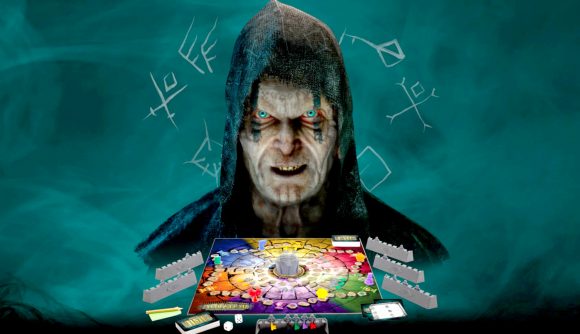 Best horror board games guide - Atmosfear publisher website screenshot showing the spooky Gatekeeper and the board and materials
