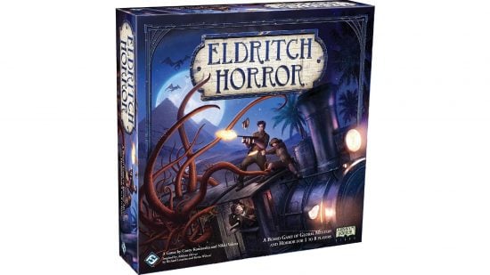 Best horror board games guide - publisher sales photo showing the Eldritch Horror board game box art