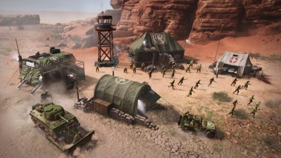 Company of Heroes 3 release date - US units moving out of an army base