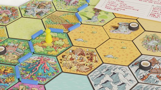 DnD hexcrawl toolbox - a lavishly illustrated RPG hexcrawl constructed from cardboard hexes