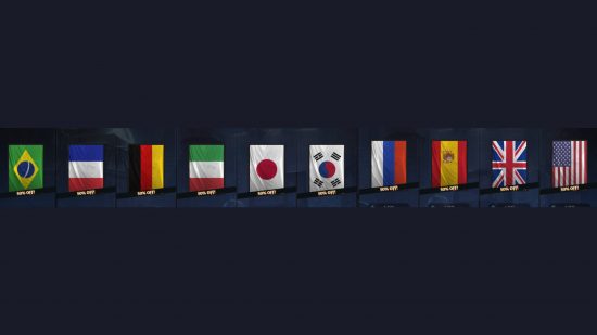 MTG Arena country flag sleeves restricted - image of ten flag sleeves from MTG Arena store