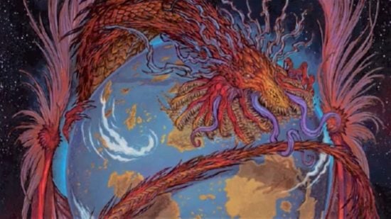 MTG Dominaria Remastered a dragon wrapped around a planet
