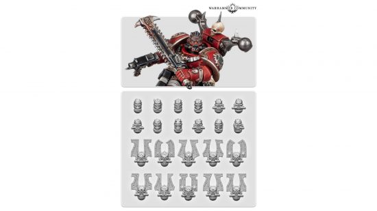 Warhammer 40k Khorne Bezerkers mini and head pieces (photo by Games Workshop)