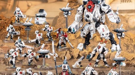Warhammer 40k Tau Empire army guide - Games Workshop image showing the models included in the tau Combat Patrol box