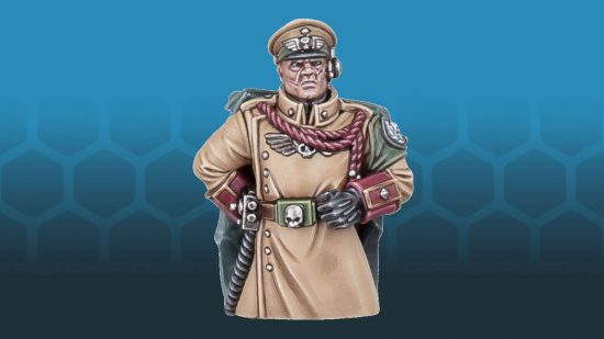Warhammer 40k Astra Militarum Cadian upgrade sprue - photograph by Games Workshop of an officer in a peaked cap