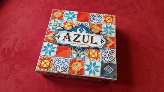 Azul board game review - author photo showing the Azul board game box front art