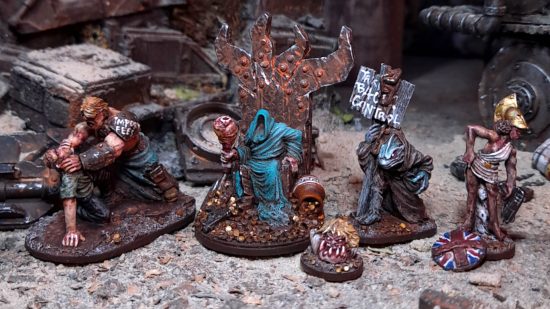 Dark Brexit minis free to EU citizens - five models of weird post-apocalyptic mutants, sculpted, painted, and photographed by Curtis Fell of Ramshackle Games