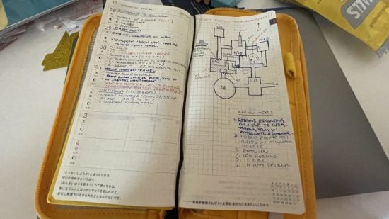 DnD - a D&D dungeon drawn in a notebook