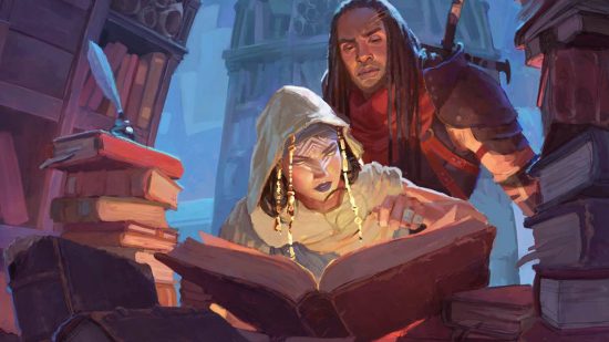 DnD OGL - Two people reading a big book