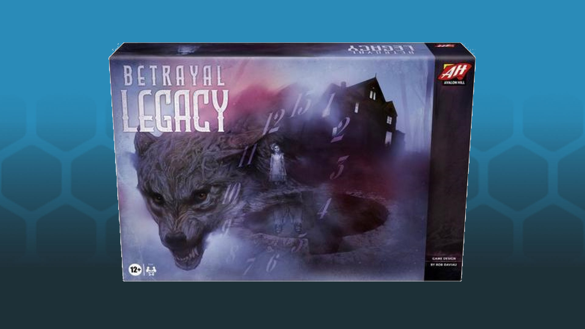 Legacy board games - Betrayal Legacy box on blue background