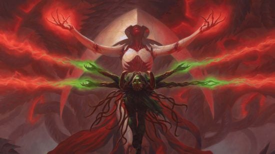 MTG Phyrexia planeswalker - Nissa and Elesh Norn activating the invasion