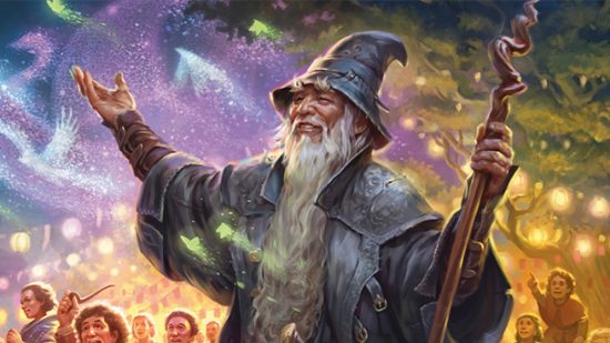 Magic: The Gathering Universes Beyond - Gandalf laughing while making magic fireworks