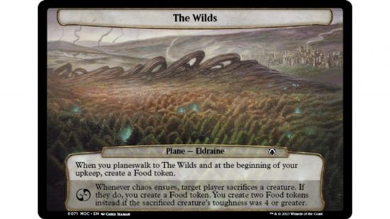 MTG Wilds of Eldraine - The planechase card, the wilds, depicting the deep forest of Eldraine.