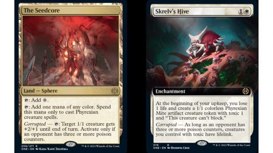 mtg phyrexia all will be one - cards showing off the new mechanic, Corrupted
