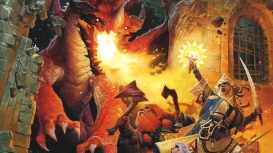 Pathfinder OGL - an adventuring party facing a dragon