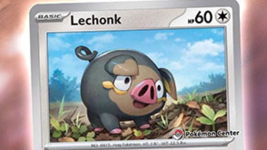 Pokemon card Lechonk artwork - a cute little pig