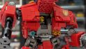 Warhammer 40k dreadnought made from Lego by youtuber Chubbybots, the canopy popped open to reveal a grim looking minifig within