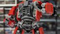 Warhammer 40k dreadnought made from Lego by youtuber Chubbybots, rear aspect showing the engine and cabling