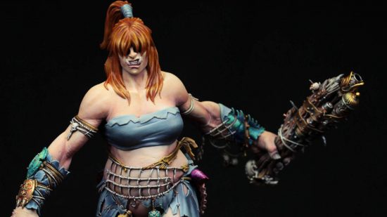 Warhammer giant female conversion - a female Warhammer Age of Sigmar Mega Gargant model, converted and painted by Gautier Giroud - photo by the artist