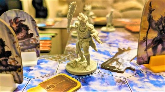 Best RPG board games guide - Frosthaven - wargamer photo showing the Boneshaper class mini on a set up game board