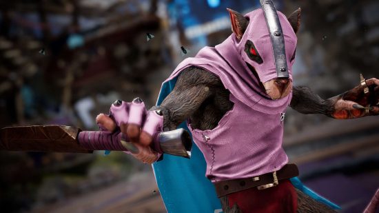 Blood Bowl 3 Preview - screenshot from Cyanide Studio's Blood Bowl 3, featuring a Skaven ratman in pink shirt in a victory pose