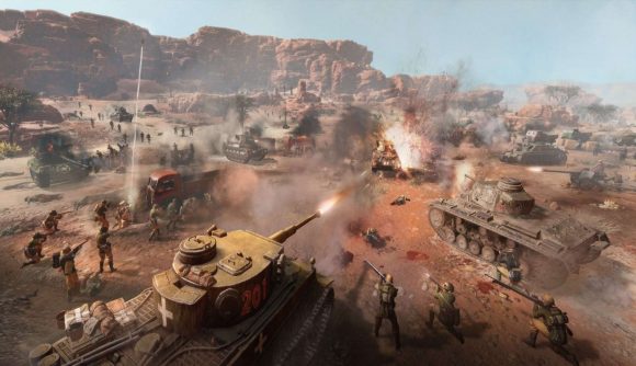 A convoy of tanks in Africa in Company of Heroes 3