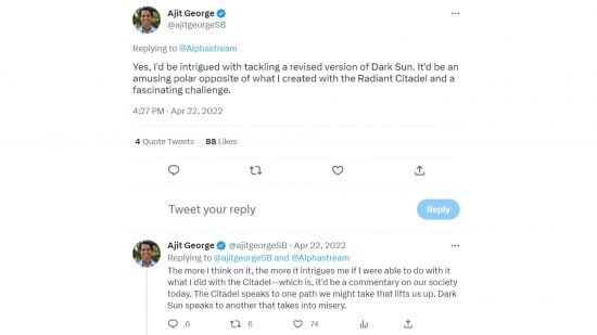 DnD Dark Sun problematic - tweets from Ajit George