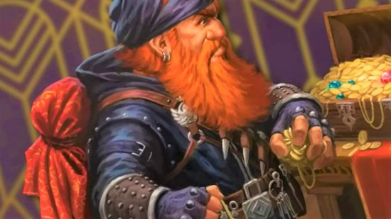 DnD producer OGL statement - Wizards of the Coast art of a dwarf stealing gold coins from a chest
