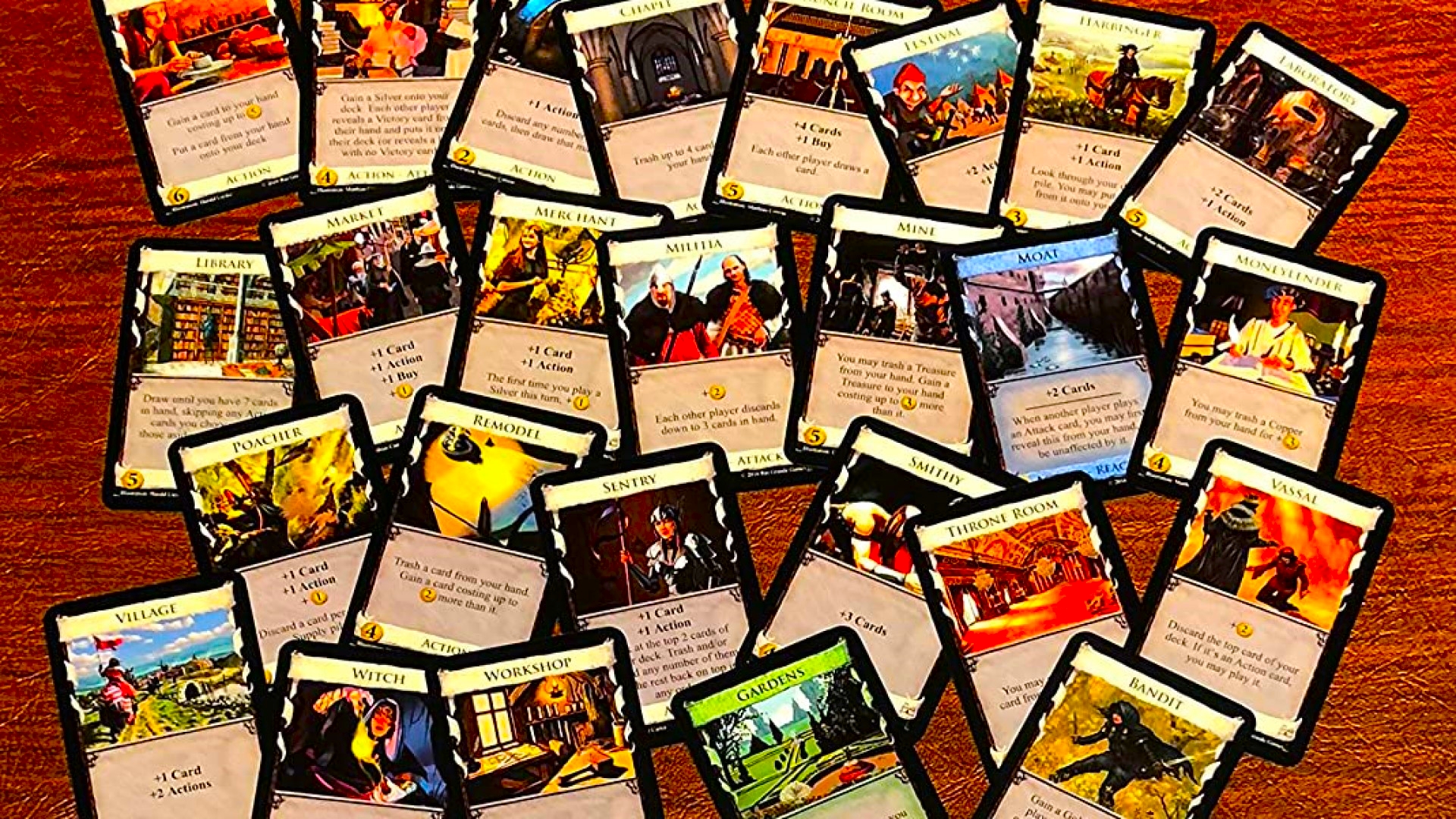 Cards from Dominion, one of the best gateway games