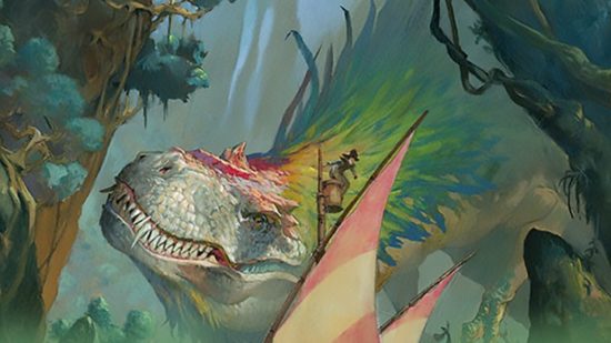 MTG artwork of a giant dinosaur, Colossal Dreadmaw