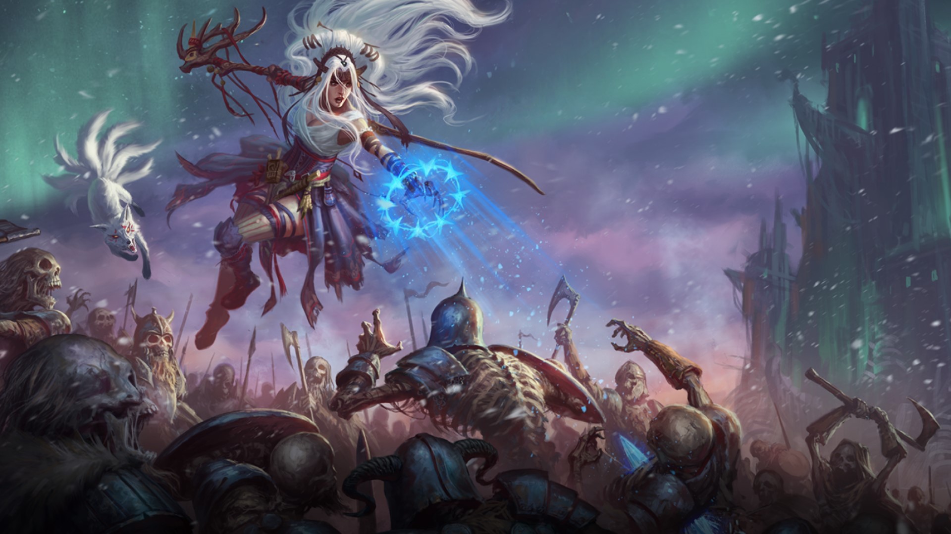 Pathfinder Sorcerer fights horde of undead (art by Paizo)