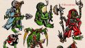 Warhammer 40k frog tattoos by Dan Abreu - Astra Militarum Krieg and smoking Cadian, Adeptus Mechanicus, tyranid
